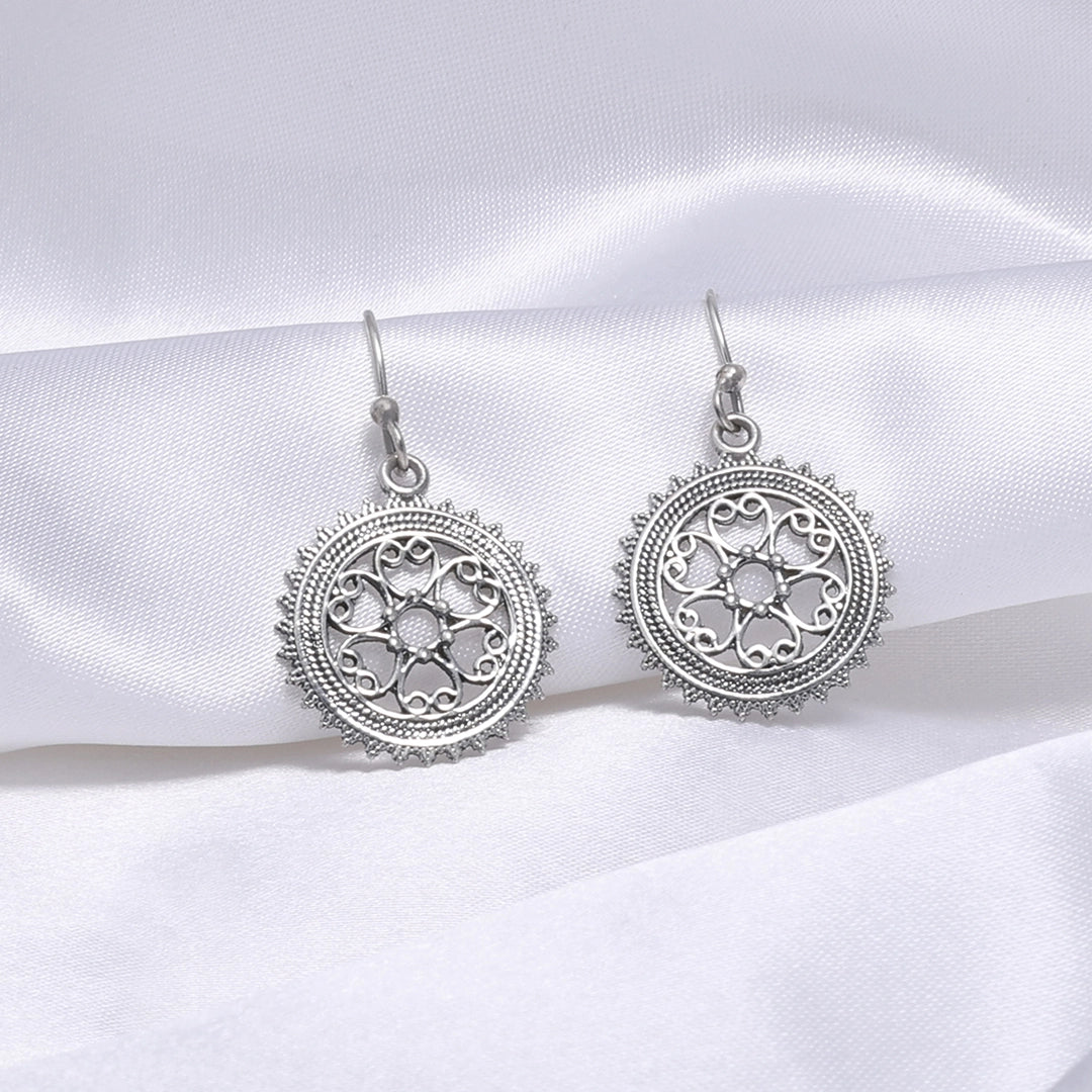 Classic Earrings - Pure Silver Earrings &#8211; Mini Serene Mandala Design