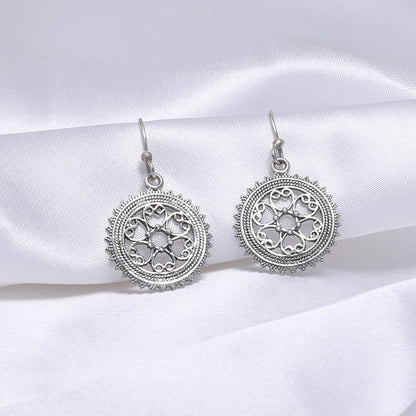Classic Earrings - Pure Silver Earrings &#8211; Mini Serene Mandala Design