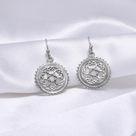 Classic Earrings - Pure Silver Earrings &#8211; Mini Serene Mandala Design