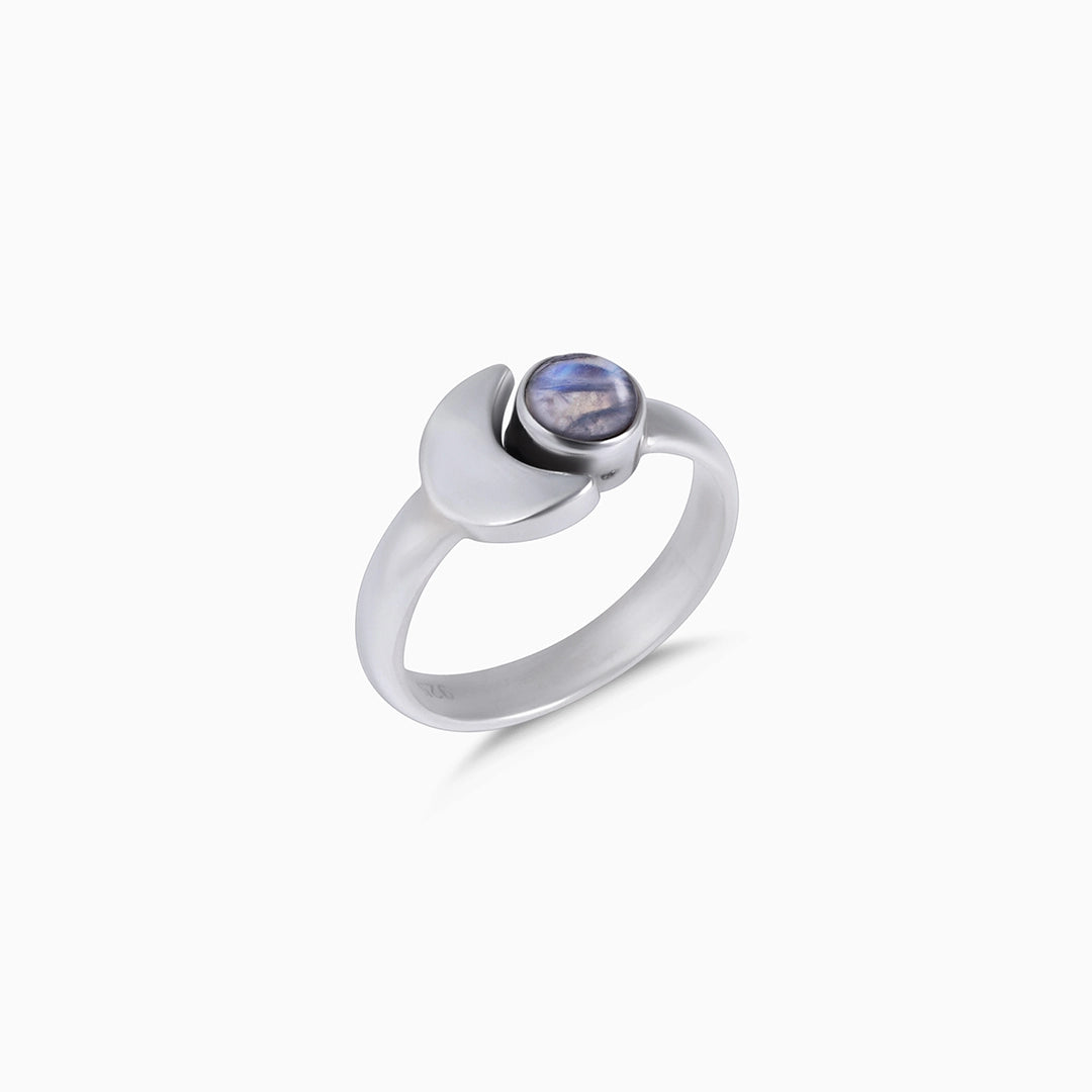 Silver Rings - Melting Labradorite Simple Silver Ring