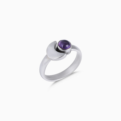 silver ring for gift - Pure Silver Ring &#8211; Made With Lunar Brilliance Amethyst