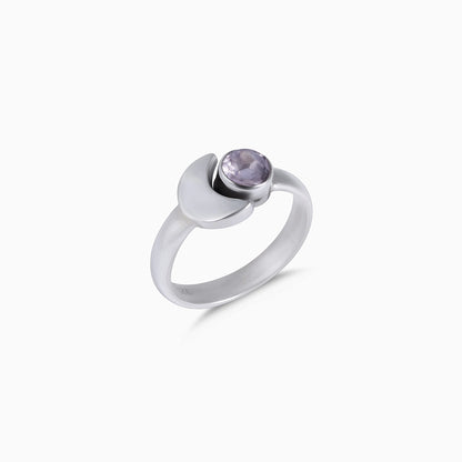 Silver Rings - Pure Silver Ring &#8211; Simple Moony Glow With Crystal