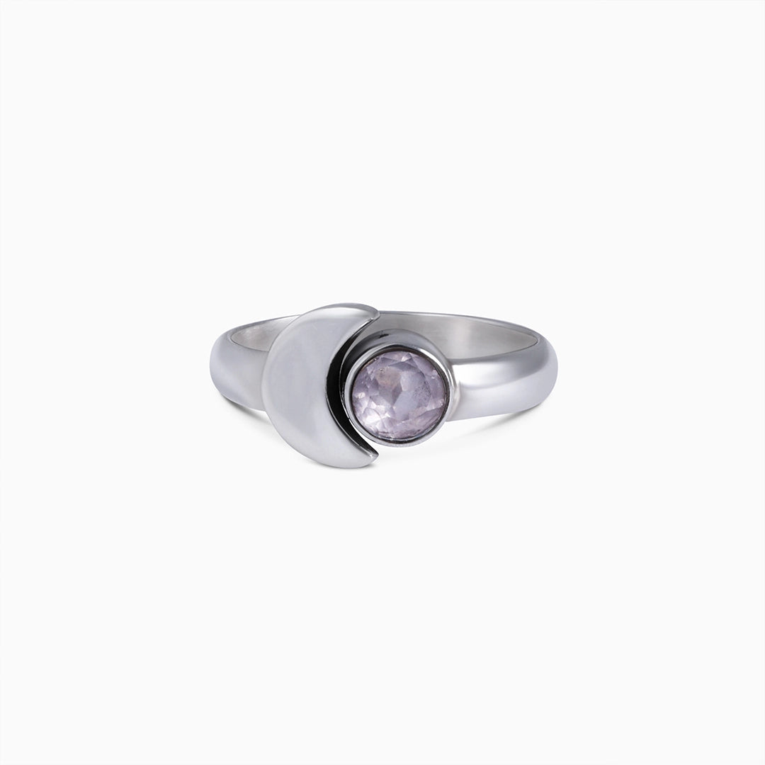 CZ moonstone ring for women - Pure Silver Ring &#8211; Simple Moony Glow With Crystal