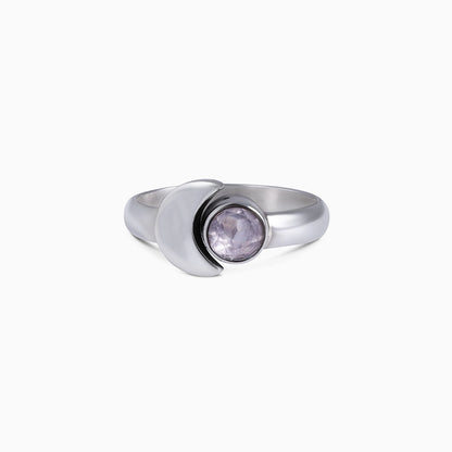 CZ moonstone ring for women - Pure Silver Ring &#8211; Simple Moony Glow With Crystal