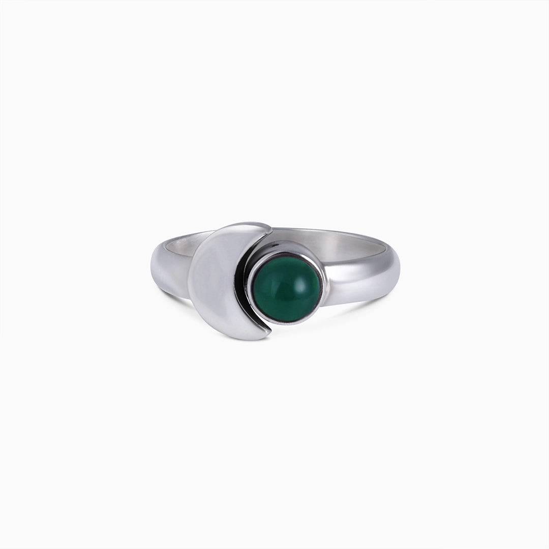 Green emerald silver rings - Melting Moon Emerald Green Simple Silver Ring