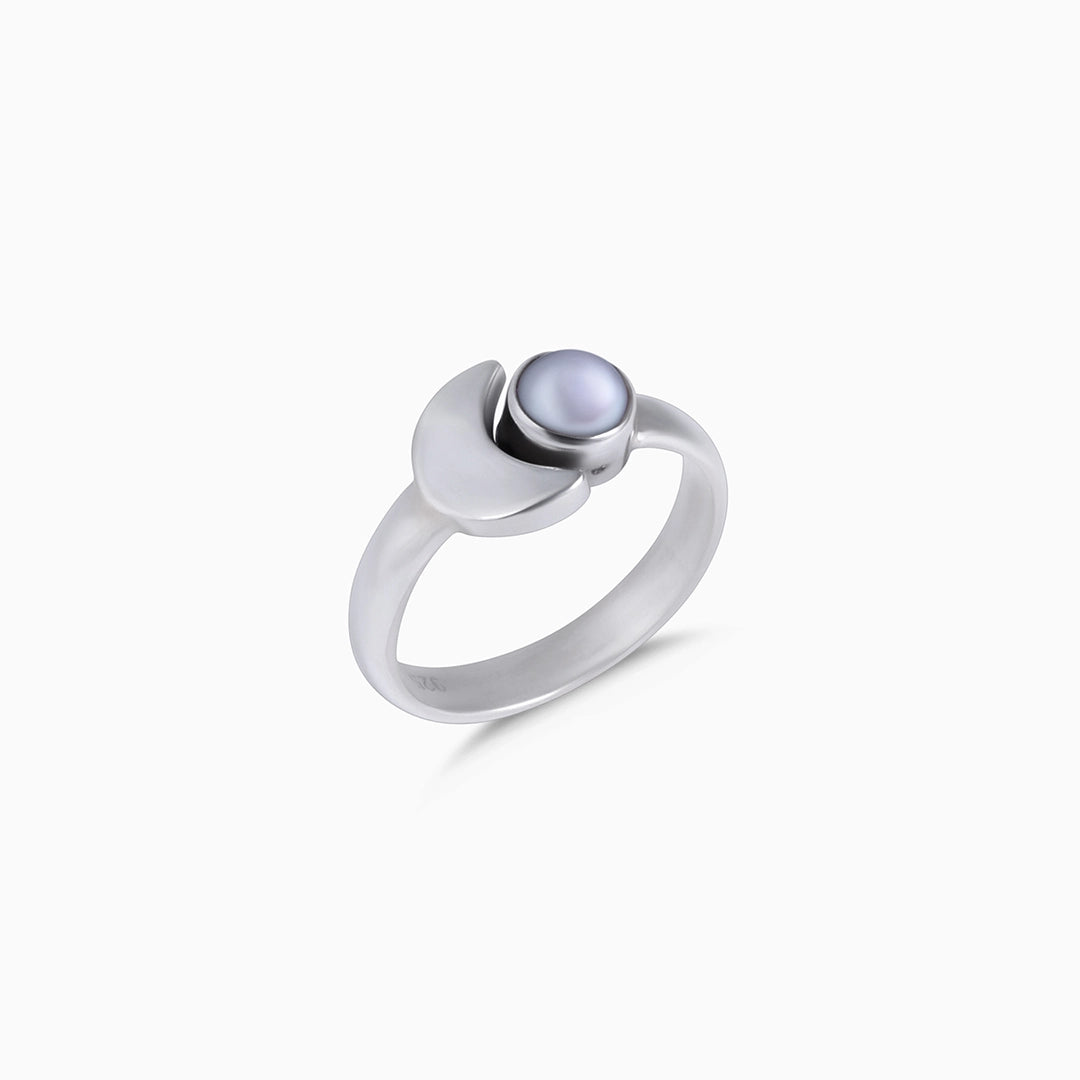 Silver Rings - Pure Silver Ring &#8211; Moonbeam Glow With White Pearl