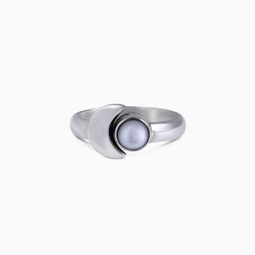 silver ring for gift - Pure Silver Ring &#8211; Moonbeam Glow With White Pearl