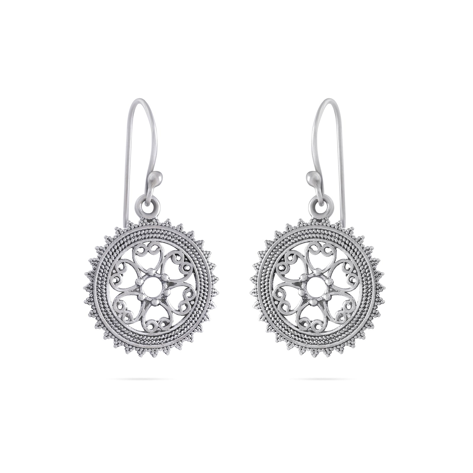Mini Mandala Design Silver Earrings - Tweov Jewels