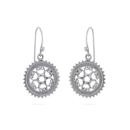 Mini Mandala Design Silver Earrings - Tweov Jewels