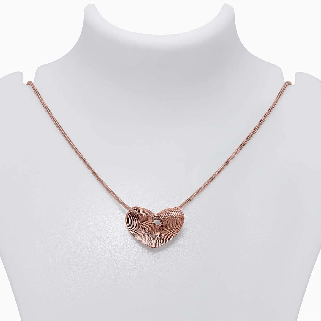 Couple Pendant - Pure 925 Silver Pendant &#8211; Stringed-Heart Design With Rose Gold