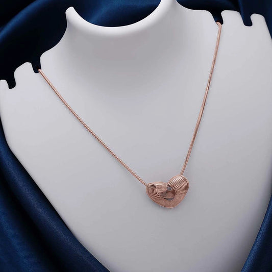 Contemporary Jewellery - Pure 925 Silver Pendant &#8211; Stringed-Heart Design With Rose Gold