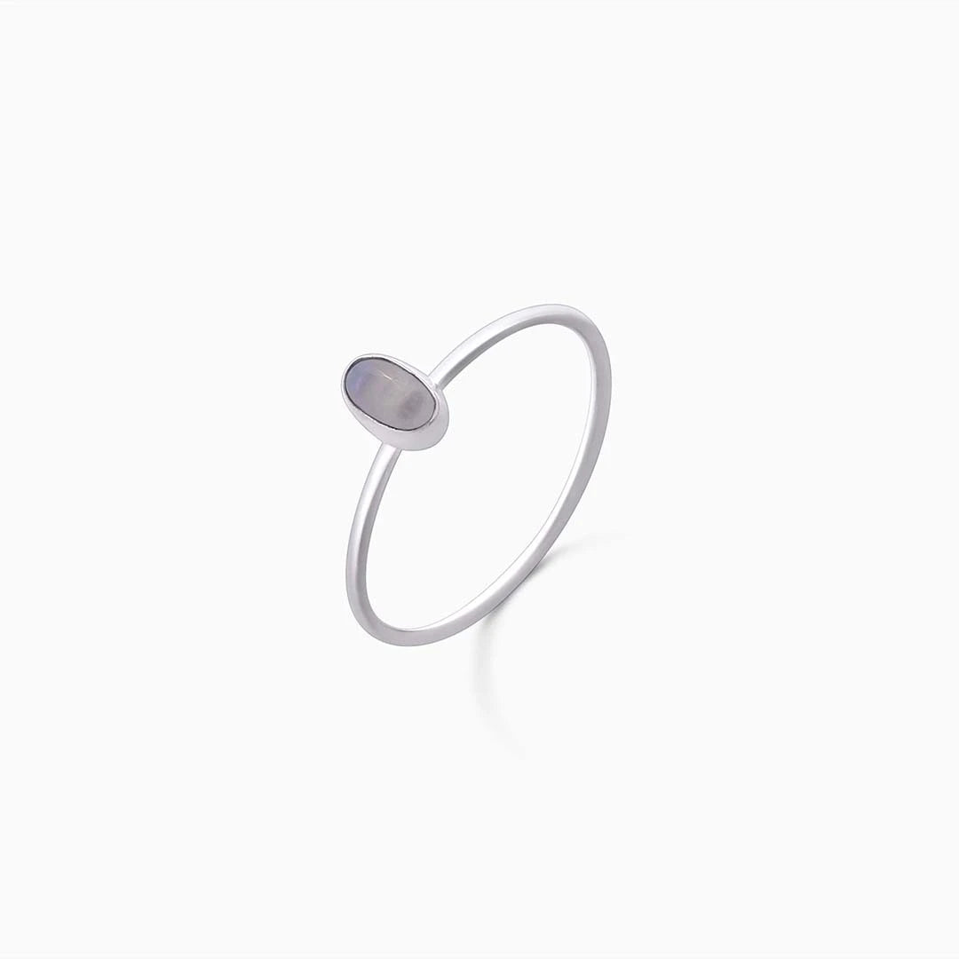 Daily wear silver ring - Pure Silver Ring &#8211; Simple Moon Stone Slim Fit