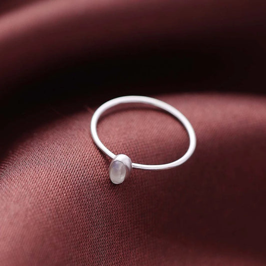 Silver Rings - Pure Silver Ring &#8211; Simple Moon Stone Slim Fit