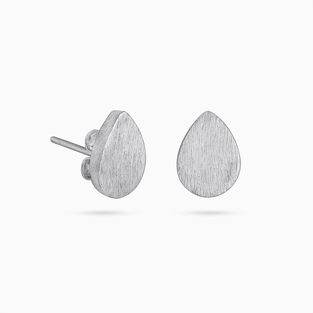 Tops Earrings - Pure Silver Stud Earrings &#8211; Dew-kissed Scratch Finish Model