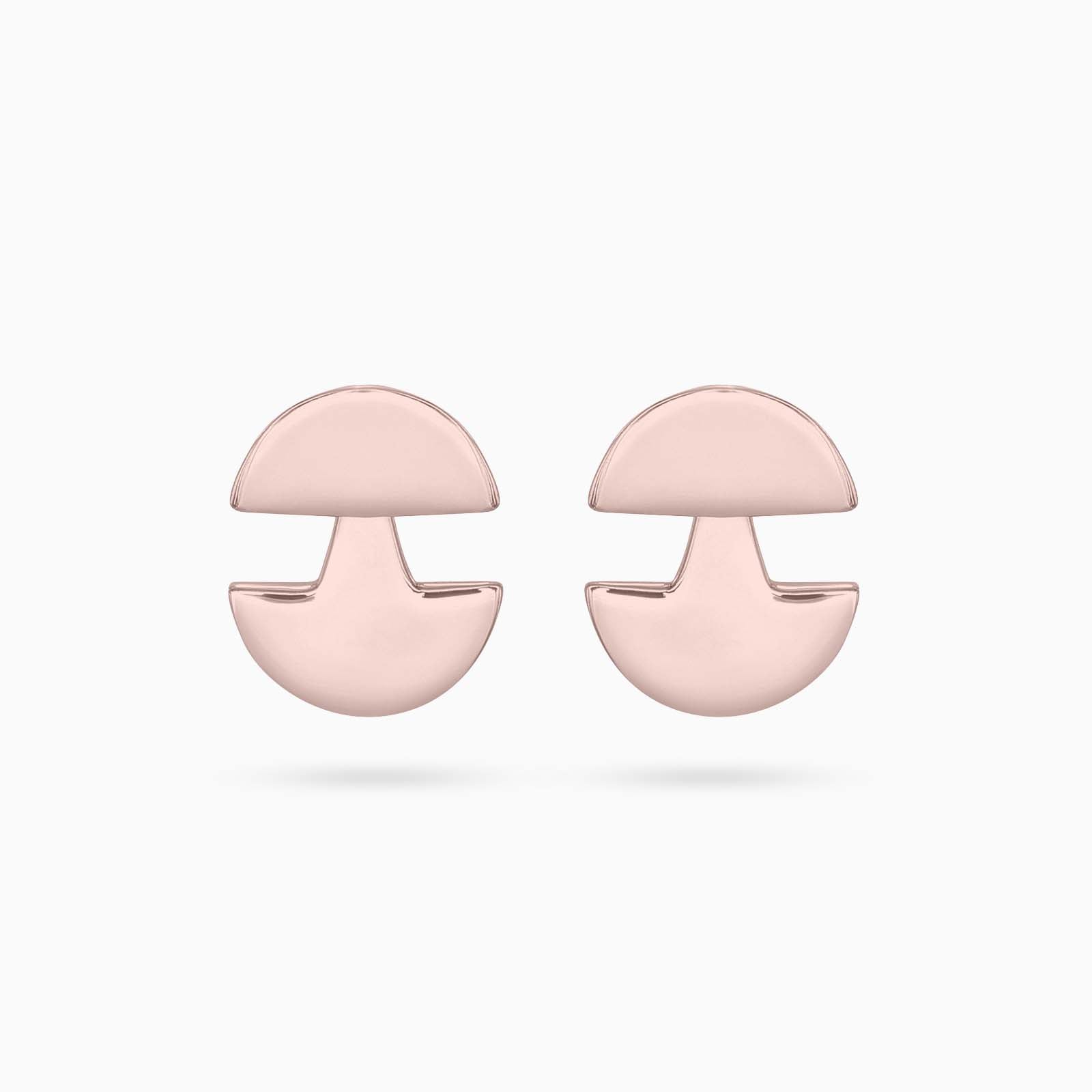 Silver stud - Pure Silver Earrings &#8211; 3 in 1 Rose Gold Dome Shaped Stud