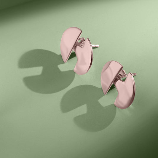 Great Summer Sale - Pure Silver Earrings &#8211; 3 in 1 Rose Gold Dome Shaped Stud