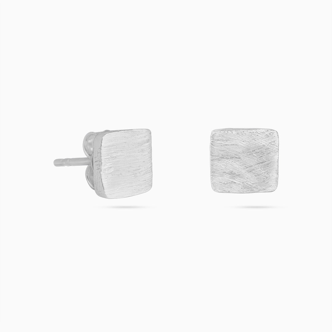 Tops Earrings - Pure Silver Stud &#8211; Square Shaped Goodie