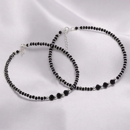 black beads anklets - Pure Silver Anklet &#8211; Made With Trendy Black Beads