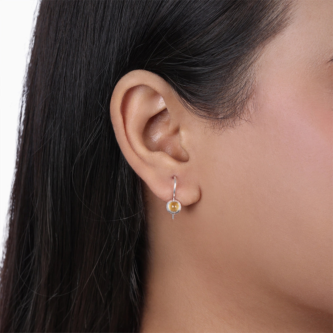 gemstone earrings - Pure Silver Earrings &#8211; Made With Tiny Tiger-Eye Stone