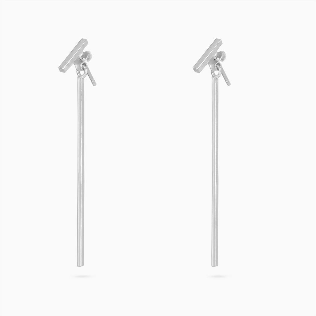 Silver Earrings - Pure 925 Silver Earrings &#8211; Toned Long Drop Model