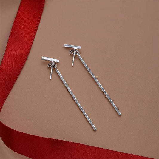 Contemporary Jewellery - Pure 925 Silver Earrings &#8211; Toned Long Drop Model