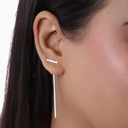 Drop Earrings - Pure 925 Silver Earrings &#8211; Toned Long Drop Model