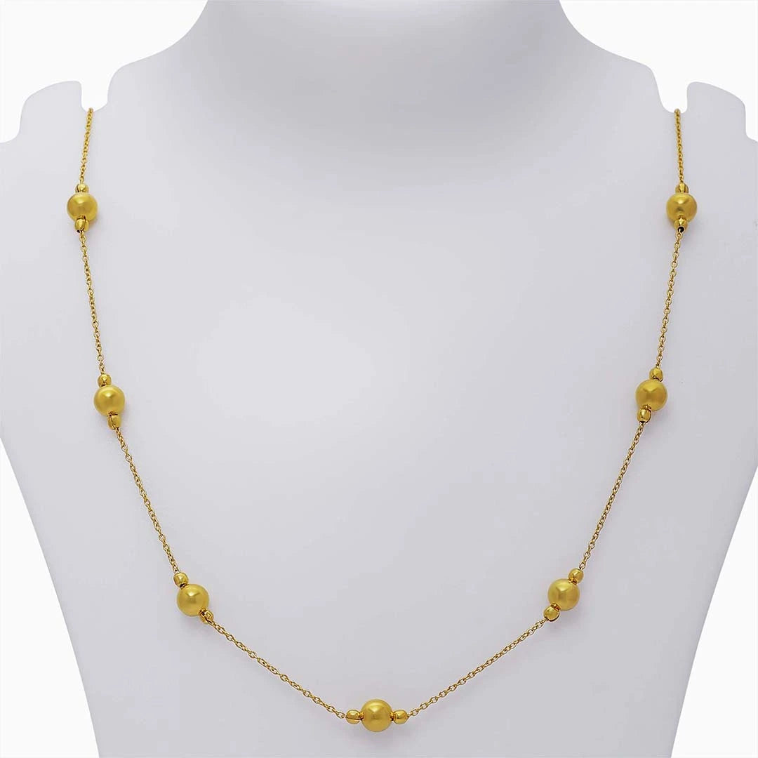 Silver Necklaces - Pure 925 Silver Necklace &#8211; Gold Beaded Chain