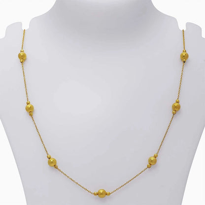 Silver Necklaces - Pure 925 Silver Necklace &#8211; Gold Beaded Chain