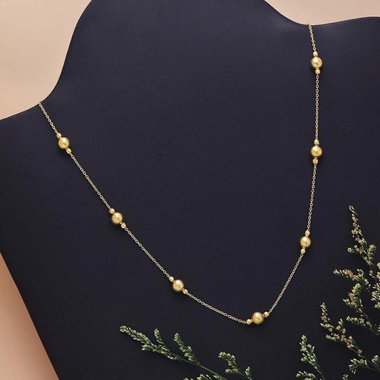 Neck Pieces - Pure 925 Silver Necklace &#8211; Gold Beaded Chain