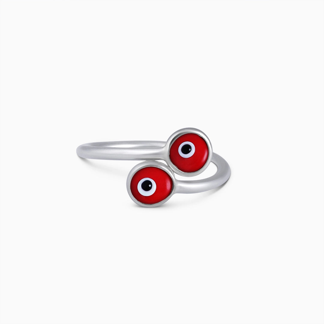 163 - Pure Silver Ring &#8211; Fearless Red Evil Eye Stone