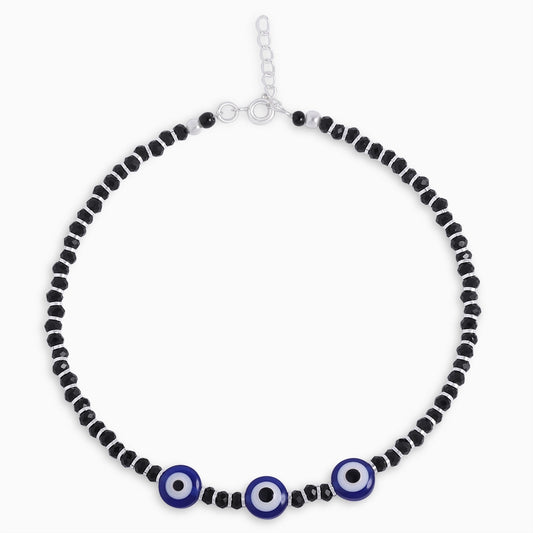 Silver anklets - Pure Silver Anklet &#8211; Shades of Black Beaded Evil Eye