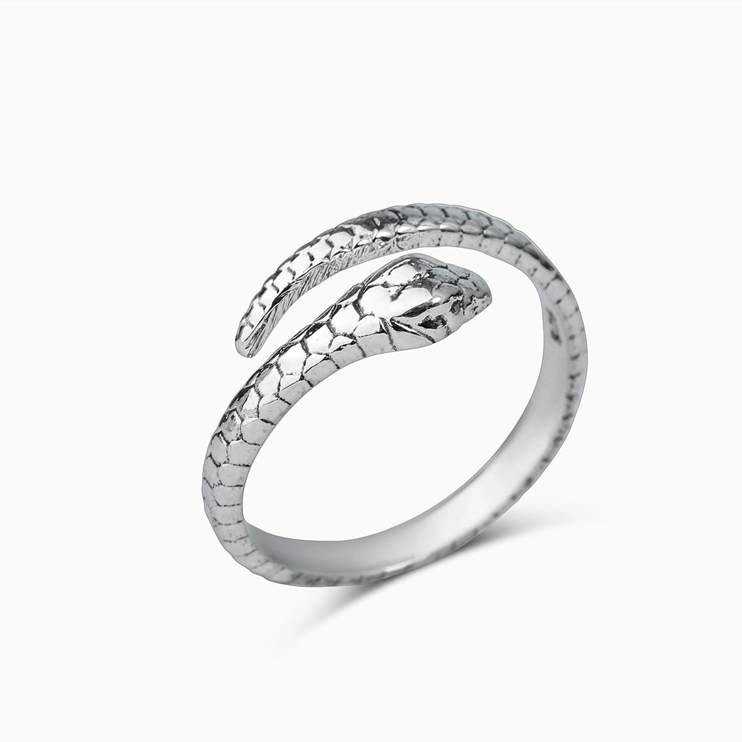 Silver Open Ring - Pure 925 Silver Ring &#8211; Ancient Snaky Adjustable Fit