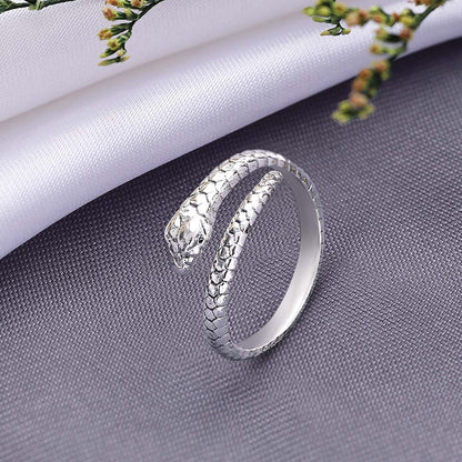 Classic Rings - Pure 925 Silver Ring &#8211; Ancient Snaky Adjustable Fit
