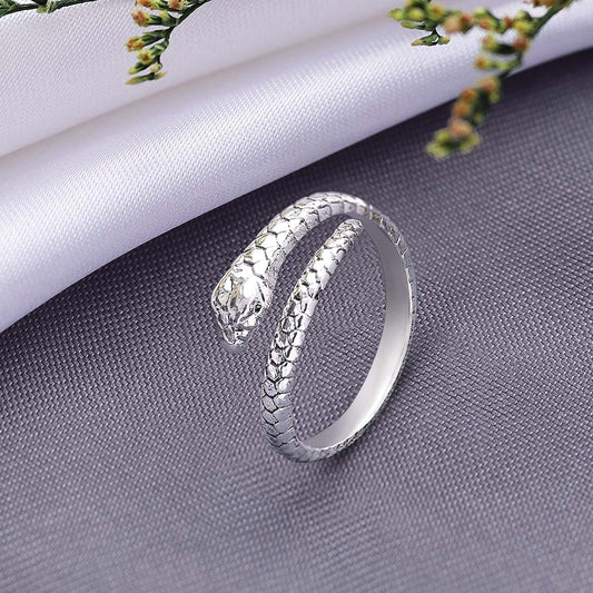 Classic Rings - Pure 925 Silver Ring &#8211; Ancient Snaky Adjustable Fit