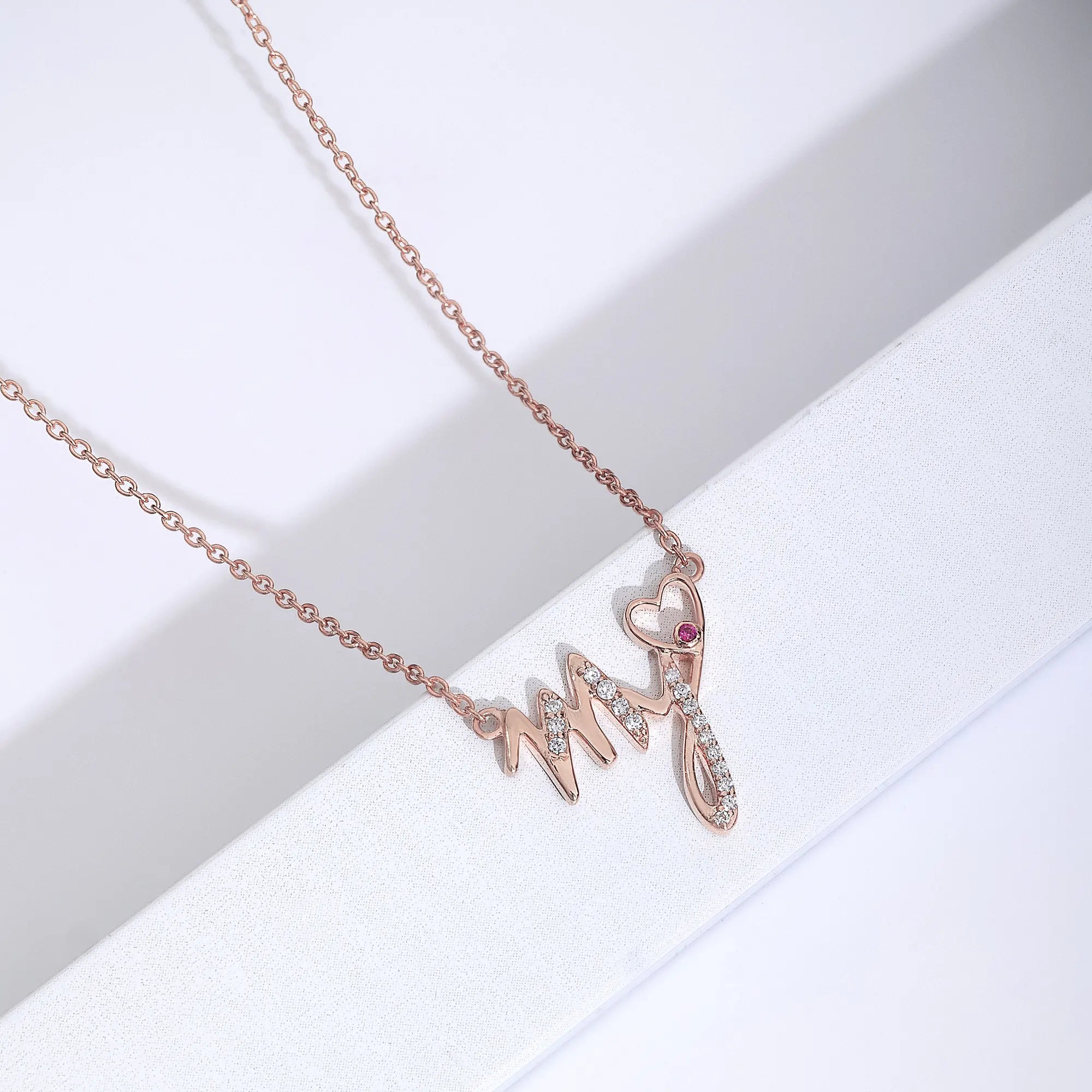 My Heart Rose Gold Silver Necklace