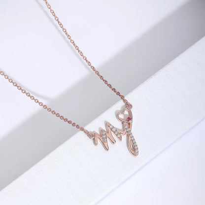 My Heart Rose Gold Silver Necklace