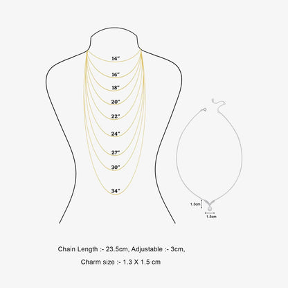 CZ Studded V-Shaped Silver Necklace