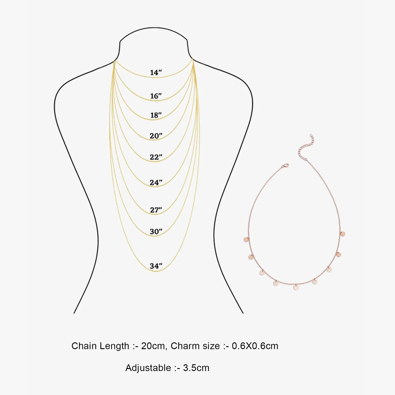 Rose Gold Plated Circular Charm Rope Chain
