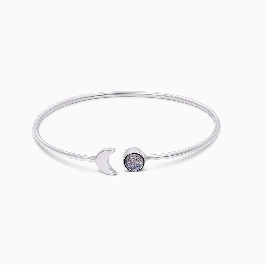 Silver Charm Bracelets - Pure Silver Bracelet &#8211; Half Moon Paralleled With Moonstone