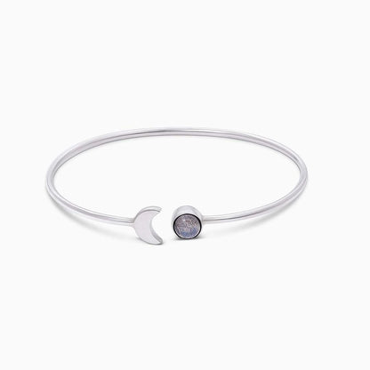 Silver Charm Bracelets - Pure Silver Bracelet &#8211; Half Moon Paralleled With Moonstone