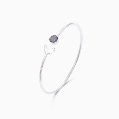 Bracelet for gift - Pure Silver Bracelet &#8211; Half Moon Paralleled With Moonstone