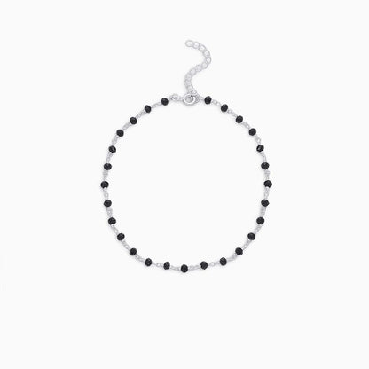 beaded anklets for girls - Silver Black Beads Anklet &#8211; Ethnic Pure silver of Black Beads