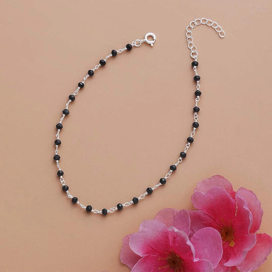 black beads anklets - Silver Black Beads Anklet &#8211; Ethnic Pure silver of Black Beads