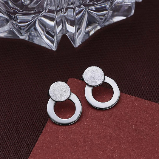 Silver Earrings - Pure Silver Studs &#8211; Round Scratch Finish