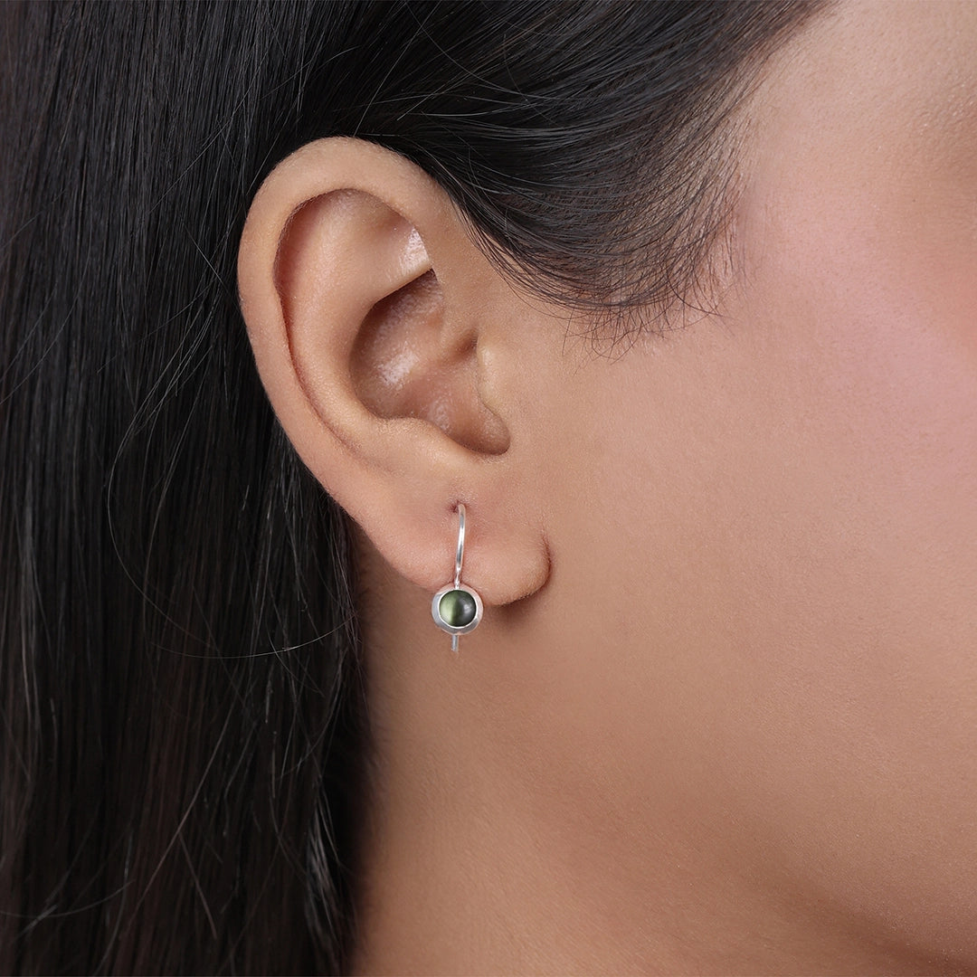 Silver Earrings - Pure Silver Earrings &#8211; Emerald Dew Mini Drop