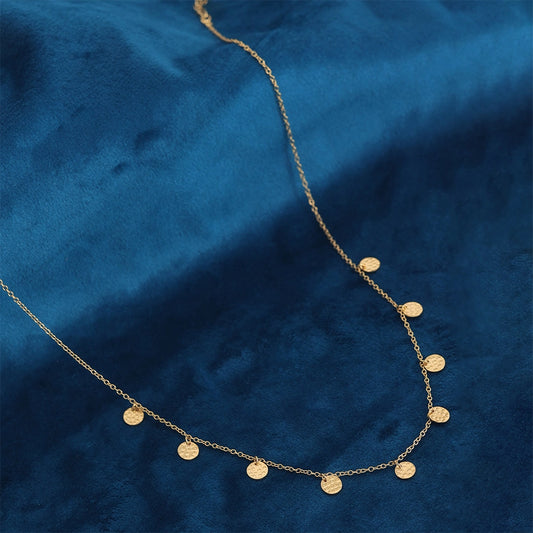 Classic Necklace - Pure Silver Necklace &#8211; Array Of Gold Coins