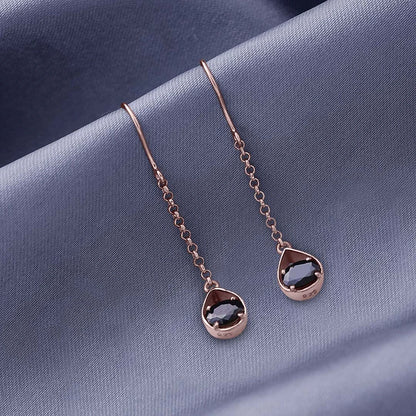 Drop Earrings - Pure Silver Earrings &#8211; Made With Shimmering Rose Gold Onyx