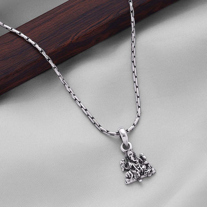 Ganesh Pendant - Pure 925 Silver Pendant &#8211; Oxidised Prince Ganesh Chain