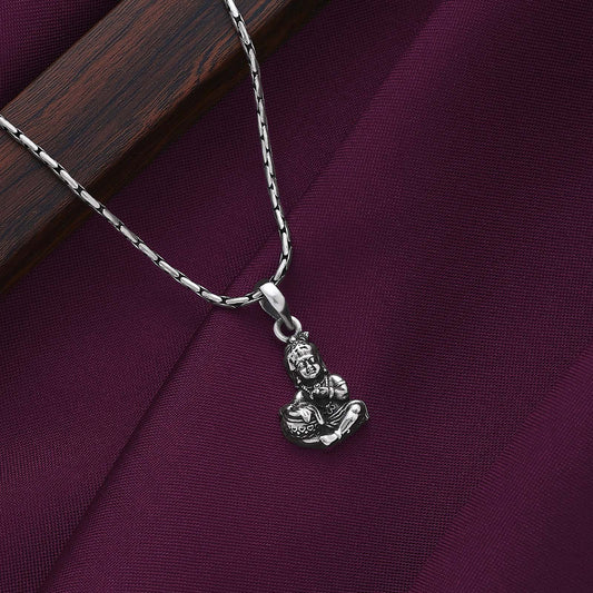 Silver Pendants - Pure 925 Silver Pendant &#8211; Rustic Krishna Oxidized Model