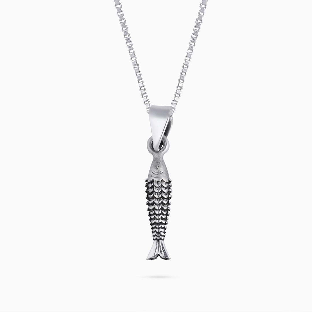 Couple Pendant - Pure Silver Pendant &#8211; Antique Fish Shaped Design